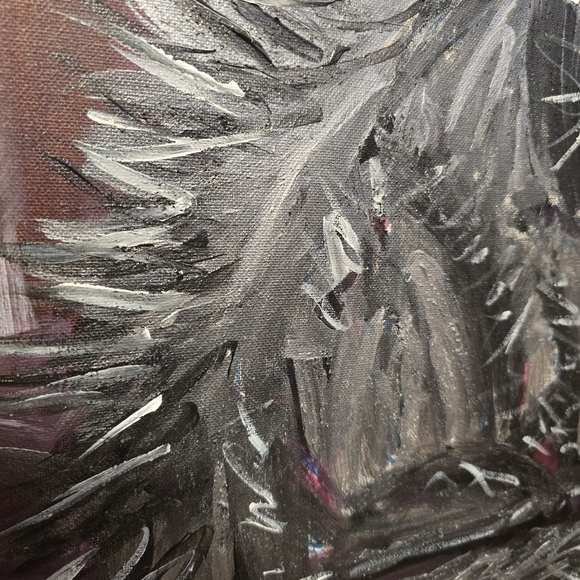 HANDCRAFTED Abstract Cat Painting HANDPAINTED Alien Artwork HANDMADE Wall Decor - Picture 14 of 17